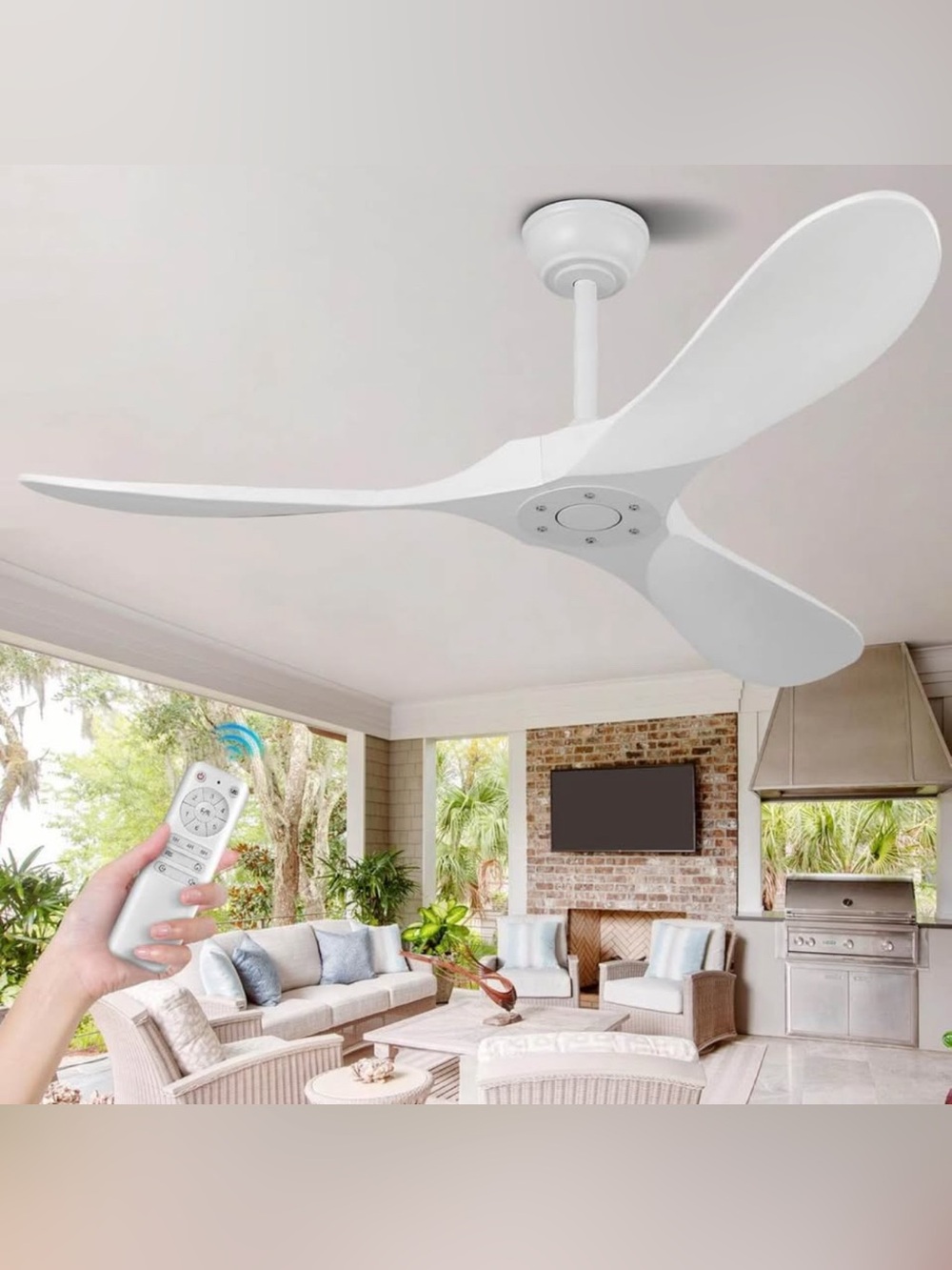 NEW 52" White Outdoor Indoor Ceiling Fan, White